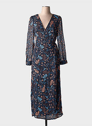 Robe longue imprimé fleurs manches longues bleu LOVIE & CO femme
