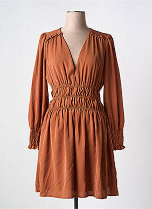 Robe courte manches longues manches longues orange GOLDEN LIVE femme