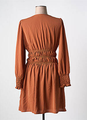 Robe courte manches longues manches longues orange GOLDEN LIVE femme