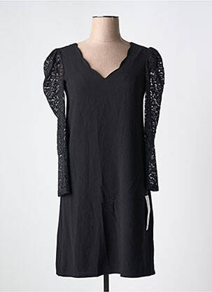 Robe courte manches longues manches longues noir CHARMING GIRL BY SILIA femme
