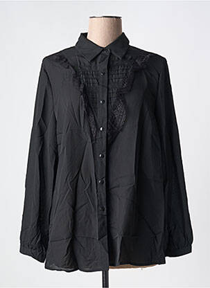 Chemisier tissage crêpe manches longues noir CHRISTY femme