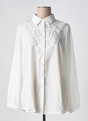 Chemisier tissage crêpe manches longues blanc CHRISTY femme