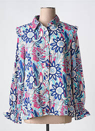 Chemisier imprimé fleurs manches longues bleu GRACIELA femme