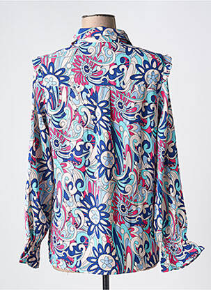 Chemisier imprimé fleurs manches longues bleu GRACIELA femme