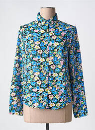 Chemisier imprimé fleurs manches longues bleu DAPHNEA femme