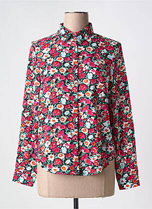 Chemisier imprimé fleurs manches longues rouge DAPHNEA femme