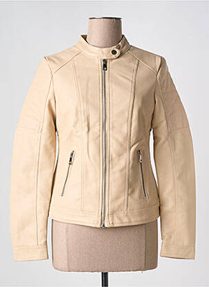 Veste simili cuir poches beige CC FASHION femme