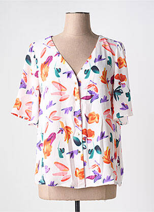 Chemisier manches courtes manches courtes blanc SARAH JOHN femme