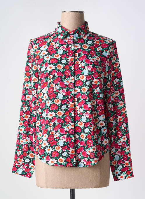 Chemisier imprimé fleurs manches longues rouge DAPHNEA femme