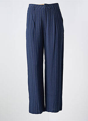 Pantalon droit tissage crêpe taille haute bleu KILKY femme