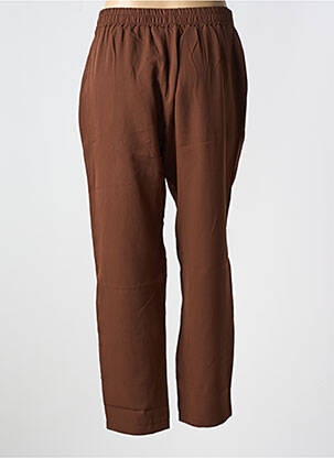 Pantalon droit tissage crêpe taille haute marron CHRISTY femme