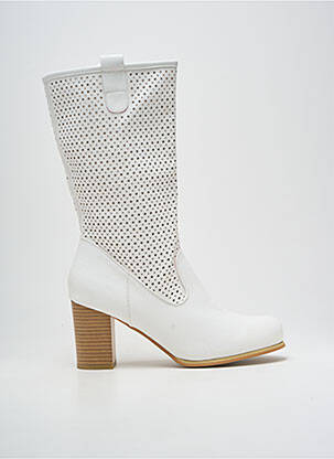 Bottes tissage satiné talon de 7 à 9cm blanc MARTIN PESCATORE femme