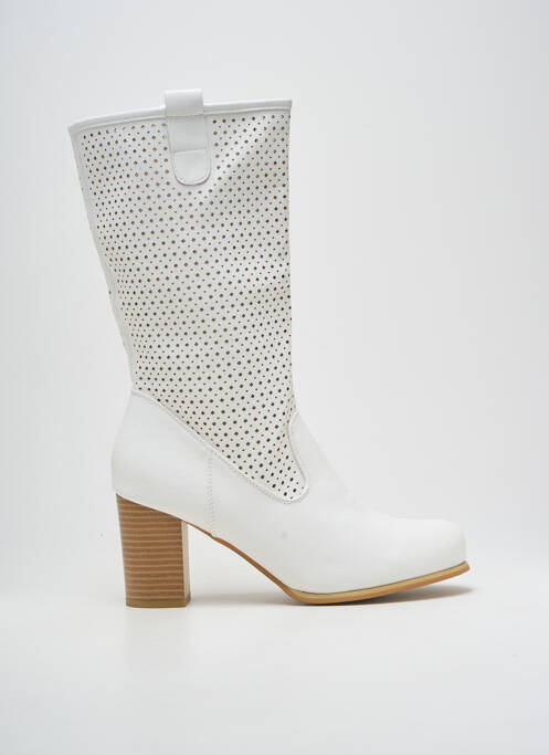 Bottes matière lisse talon de 7 à 9cm blanc MARTIN PESCATORE femme