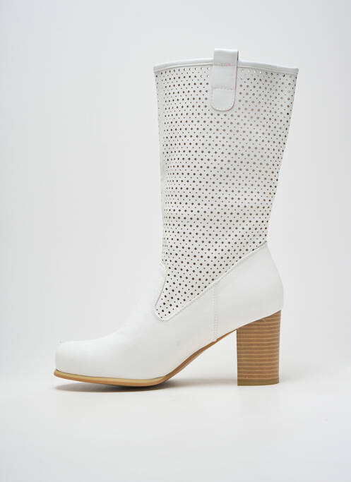 Bottes matière lisse talon de 7 à 9cm blanc MARTIN PESCATORE femme