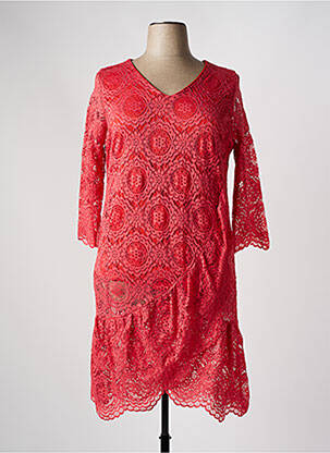 Robe mi-longue manches longues manches longues rouge VETISTYLE femme