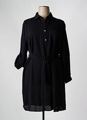 Robe mi-longue manches longues manches longues noir CHRISTY femme