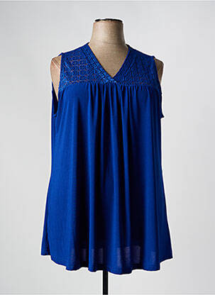 Top stretch sans manche bleu 2W PARIS femme