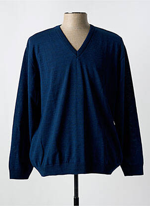 Pull col v manches longues bleu fonce LOUIS VICTOR homme
