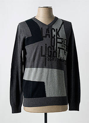 Pull col v manches longues gris MXO homme