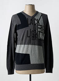 Pull col v manches longues gris MXO homme