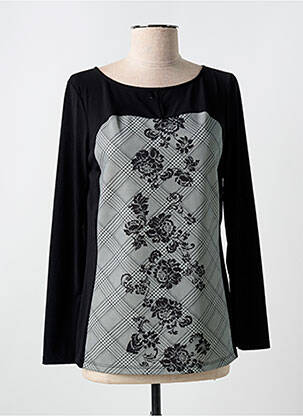 T-shirt manches longues manches longues noir QUATRE VINGT JOURS femme