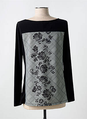 T-shirt manches longues manches longues noir QUATRE VINGT JOURS femme