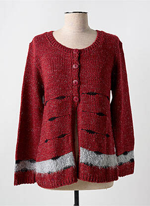 Gilet manches longues fermeture boutonnée sur le devant rouge PLURIELLES femme