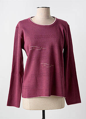 Pull col rond manches longues violet QUATRE VINGT JOURS femme