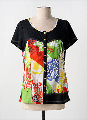 T-shirt imprimé fantaisie manches courtes noir S.QUISE femme