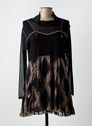 Robe courte manches longues manches longues noir HALOGENE femme
