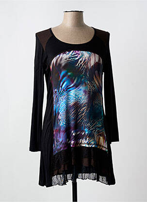 Robe courte manches longues manches longues noir SUZANNA femme
