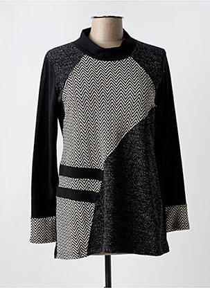 Pull coupe cintrée manches longues noir HALOGENE femme