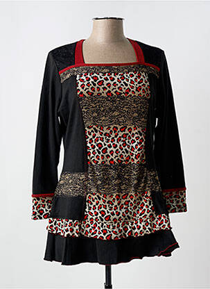 Tunique manches longues manches longues noir QUATRE VINGT JOURS femme