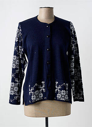 Gilet manches longues col rond bleu ANGELLA femme