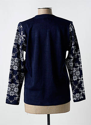 Gilet manches longues col rond bleu ANGELLA femme