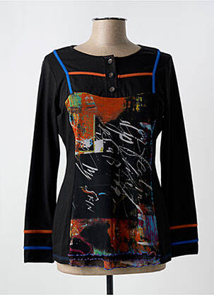 T-shirt manches longues manches longues noir QUATRE VINGT JOURS femme