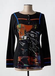 T-shirt manches longues manches longues noir QUATRE VINGT JOURS femme