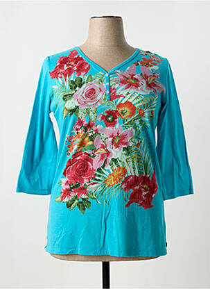 T-shirt col v manches 3/4 bleu JAC JAC femme