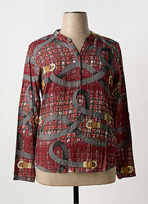 Blouse tissage popeline manches longues rouge THEL ELEGANCE femme