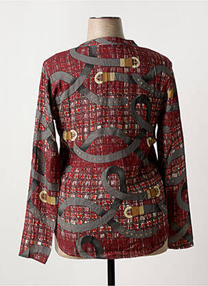 Blouse tissage popeline manches longues rouge THEL ELEGANCE femme