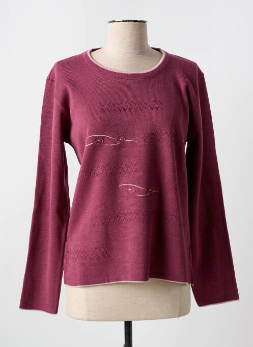 Pull col rond manches longues violet QUATRE VINGT JOURS femme