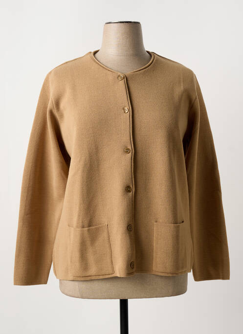 Gilet manches longues fermeture boutonnée sur le devant marron FELINO femme