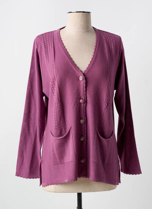 Gilet manches longues violet QUATRE VINGT JOURS pour femme