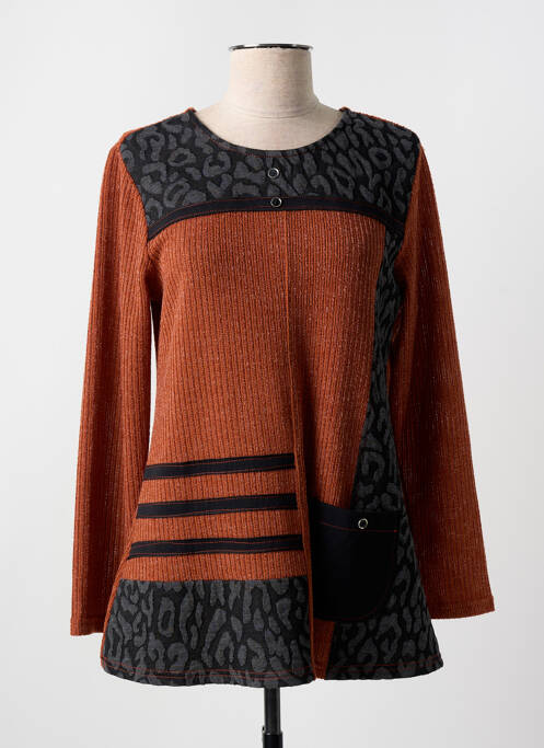Pull marron PLURIELLES pour femme