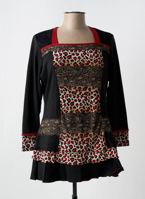 Tunique manches longues noir QUATRE VINGT JOURS pour femme