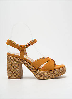 Sandales/nu pieds semi compensé talon de 7 à 9cm jaune WONDERS femme