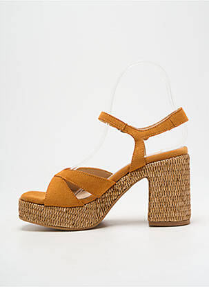 Sandales/nu pieds semi compensé talon de 7 à 9cm jaune WONDERS femme