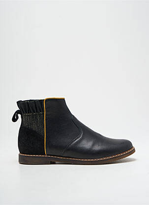 Bottines/boots matière lisse talon bas noir POM D'API fille