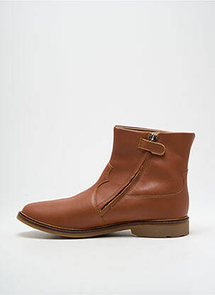 Bottines/boots matière lisse talon bas marron POM D'API fille