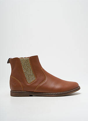Bottines/boots matière lisse talon bas marron POM D'API fille